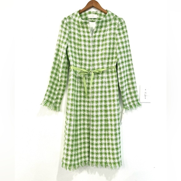 Helen Wang Jackets & Blazers - HELEN WANG green gingham vintage inspired wool blend tie waist jacket NWT size 8